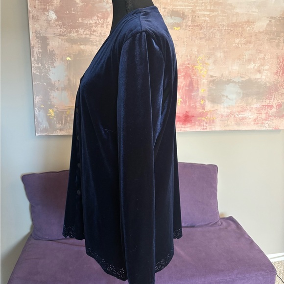Cleo Vintage Navy Velvet Loungewear‎ 2 Piece Ensemble Petite Size S - Picture 12 of 13